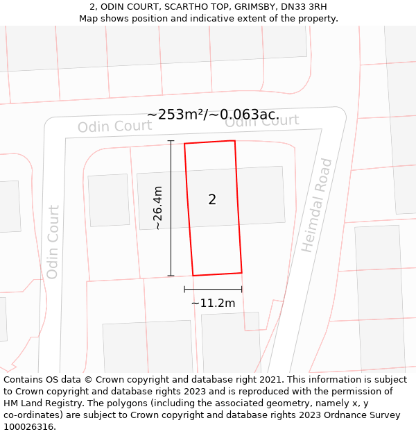 2, ODIN COURT, SCARTHO TOP, GRIMSBY, DN33 3RH: Plot and title map