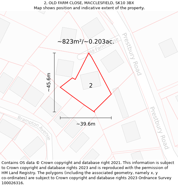 2, OLD FARM CLOSE, MACCLESFIELD, SK10 3BX: Plot and title map