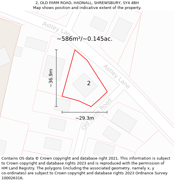 2, OLD FARM ROAD, HADNALL, SHREWSBURY, SY4 4BH: Plot and title map