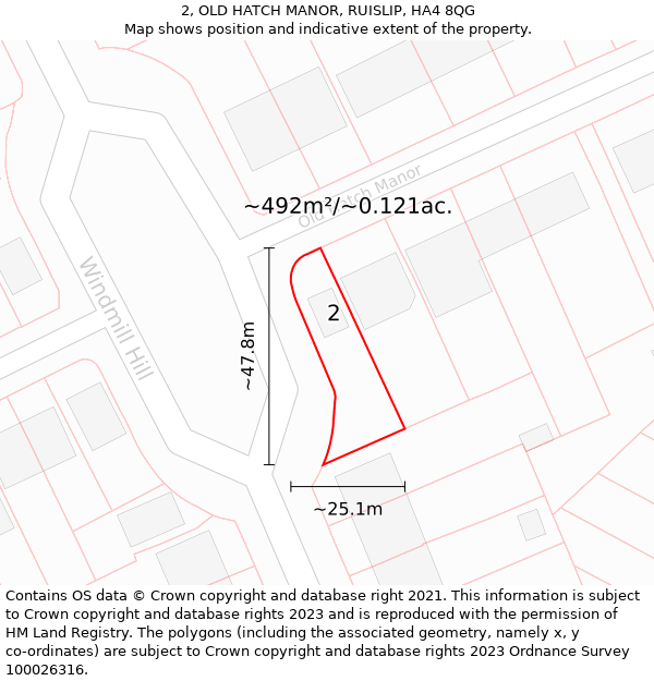 2, OLD HATCH MANOR, RUISLIP, HA4 8QG: Plot and title map