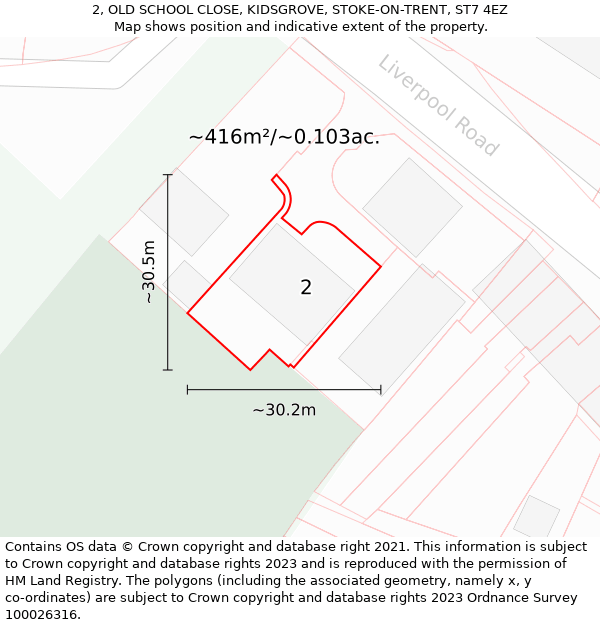 2, OLD SCHOOL CLOSE, KIDSGROVE, STOKE-ON-TRENT, ST7 4EZ: Plot and title map