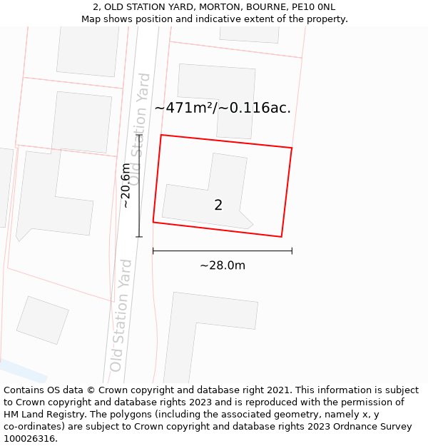 2, OLD STATION YARD, MORTON, BOURNE, PE10 0NL: Plot and title map