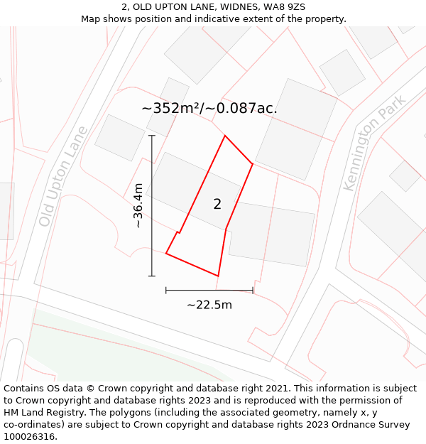 2, OLD UPTON LANE, WIDNES, WA8 9ZS: Plot and title map