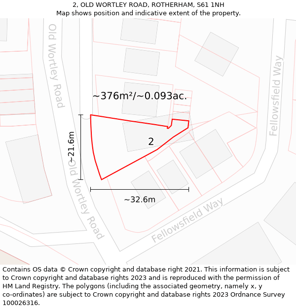 2, OLD WORTLEY ROAD, ROTHERHAM, S61 1NH: Plot and title map