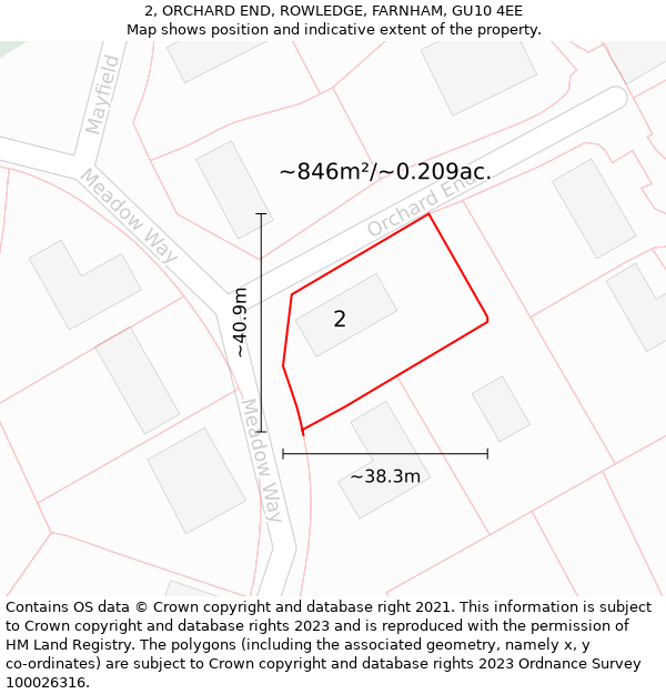 2, ORCHARD END, ROWLEDGE, FARNHAM, GU10 4EE: Plot and title map