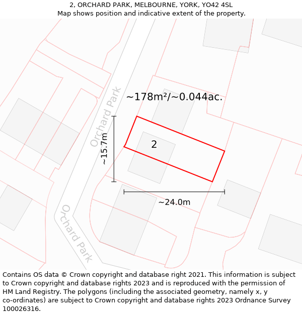 2, ORCHARD PARK, MELBOURNE, YORK, YO42 4SL: Plot and title map