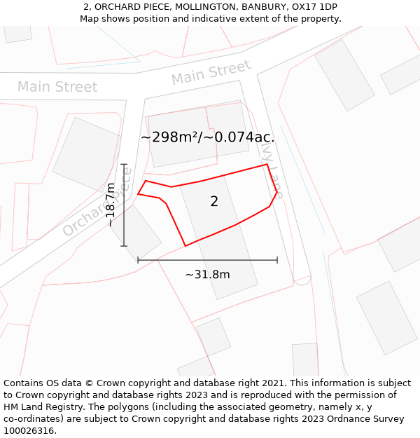 2, ORCHARD PIECE, MOLLINGTON, BANBURY, OX17 1DP: Plot and title map