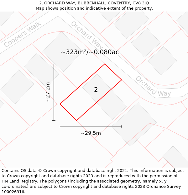 2, ORCHARD WAY, BUBBENHALL, COVENTRY, CV8 3JQ: Plot and title map