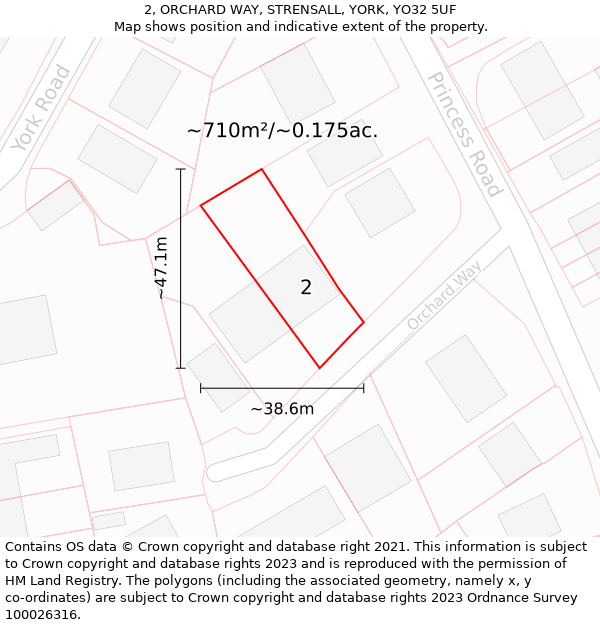 2, ORCHARD WAY, STRENSALL, YORK, YO32 5UF: Plot and title map