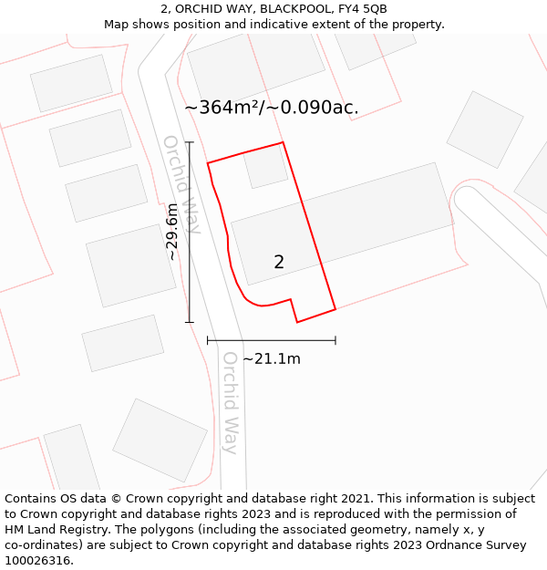 2, ORCHID WAY, BLACKPOOL, FY4 5QB: Plot and title map