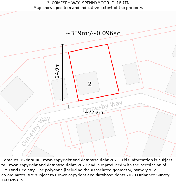 2, ORMESBY WAY, SPENNYMOOR, DL16 7FN: Plot and title map