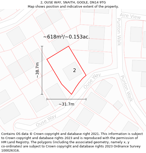 2, OUSE WAY, SNAITH, GOOLE, DN14 9TG: Plot and title map