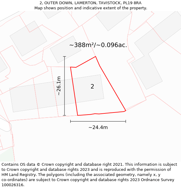 2, OUTER DOWN, LAMERTON, TAVISTOCK, PL19 8RA: Plot and title map