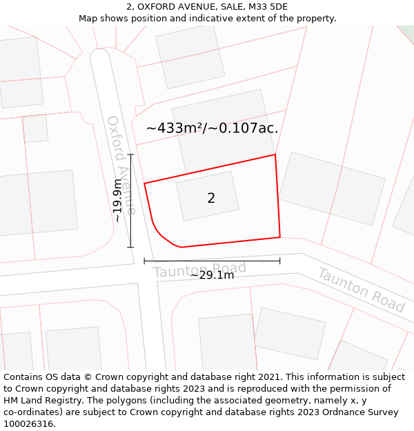 2, OXFORD AVENUE, SALE, M33 5DE: Plot and title map