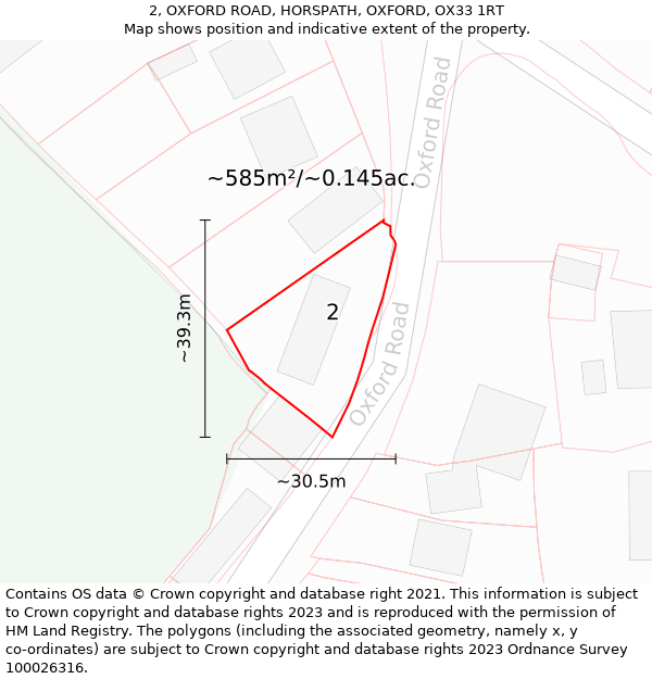 2, OXFORD ROAD, HORSPATH, OXFORD, OX33 1RT: Plot and title map