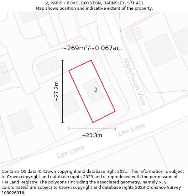 2, PARISH ROAD, ROYSTON, BARNSLEY, S71 4GJ: Plot and title map