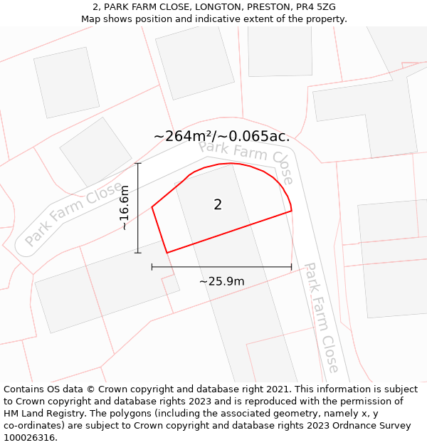 2, PARK FARM CLOSE, LONGTON, PRESTON, PR4 5ZG: Plot and title map