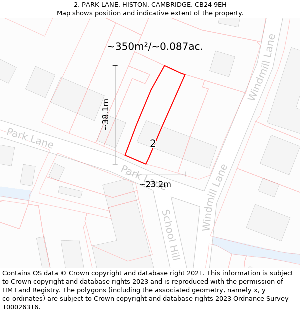 2, PARK LANE, HISTON, CAMBRIDGE, CB24 9EH: Plot and title map