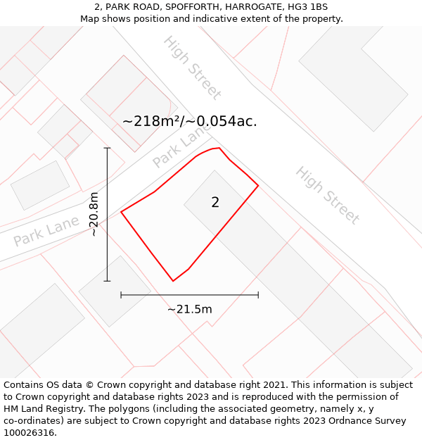 2, PARK ROAD, SPOFFORTH, HARROGATE, HG3 1BS: Plot and title map