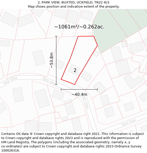 2, PARK VIEW, BUXTED, UCKFIELD, TN22 4LS: Plot and title map