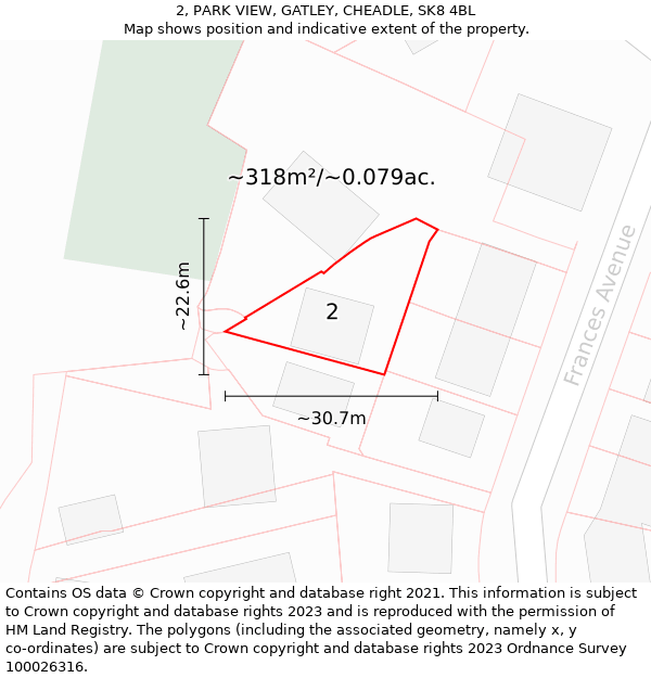 2, PARK VIEW, GATLEY, CHEADLE, SK8 4BL: Plot and title map