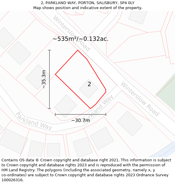 2, PARKLAND WAY, PORTON, SALISBURY, SP4 0LY: Plot and title map