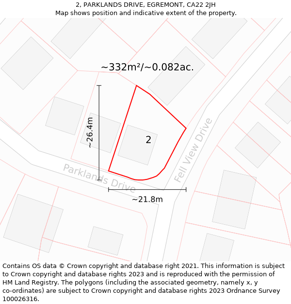 2, PARKLANDS DRIVE, EGREMONT, CA22 2JH: Plot and title map