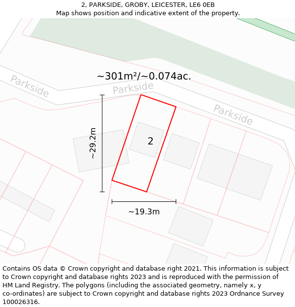 2, PARKSIDE, GROBY, LEICESTER, LE6 0EB: Plot and title map