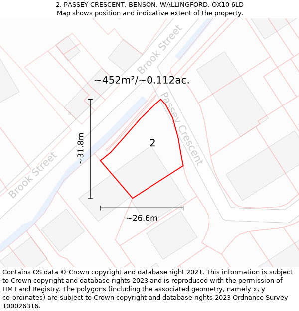 2, PASSEY CRESCENT, BENSON, WALLINGFORD, OX10 6LD: Plot and title map