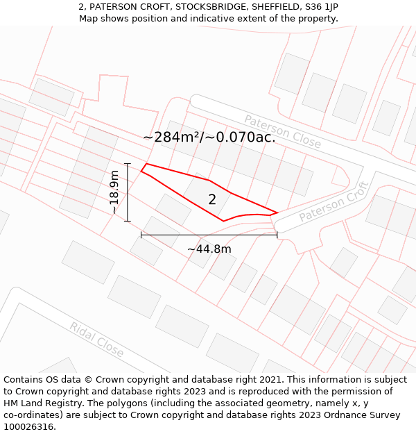 2, PATERSON CROFT, STOCKSBRIDGE, SHEFFIELD, S36 1JP: Plot and title map