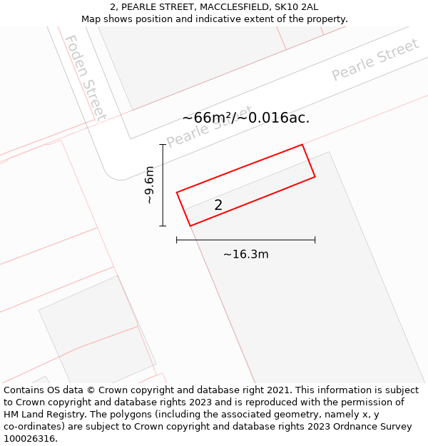 2, PEARLE STREET, MACCLESFIELD, SK10 2AL: Plot and title map