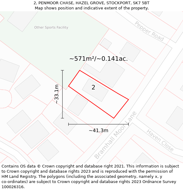 2, PENMOOR CHASE, HAZEL GROVE, STOCKPORT, SK7 5BT: Plot and title map