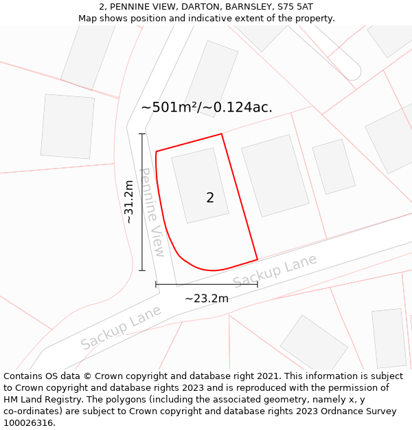 2, PENNINE VIEW, DARTON, BARNSLEY, S75 5AT: Plot and title map