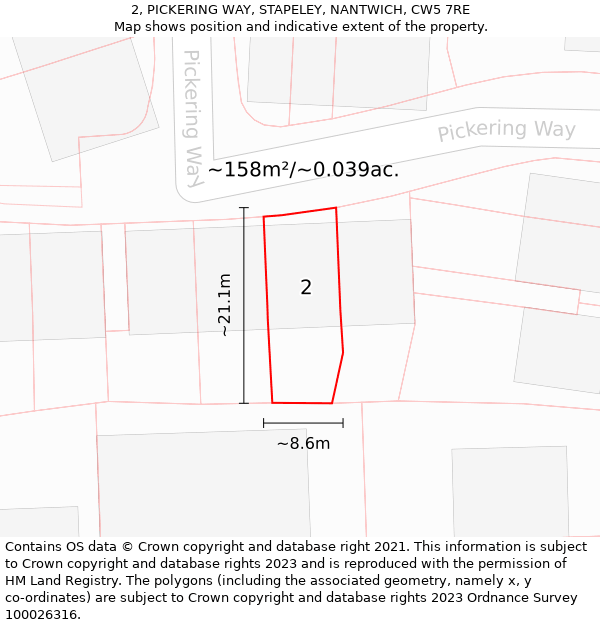 2, PICKERING WAY, STAPELEY, NANTWICH, CW5 7RE: Plot and title map