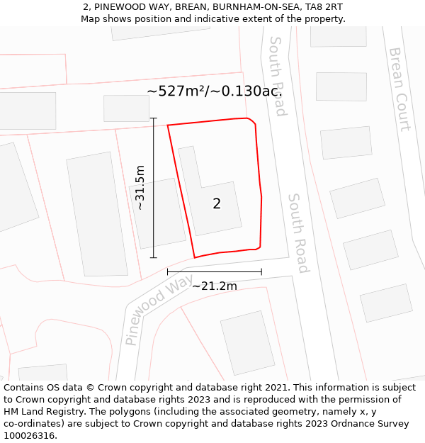 2, PINEWOOD WAY, BREAN, BURNHAM-ON-SEA, TA8 2RT: Plot and title map