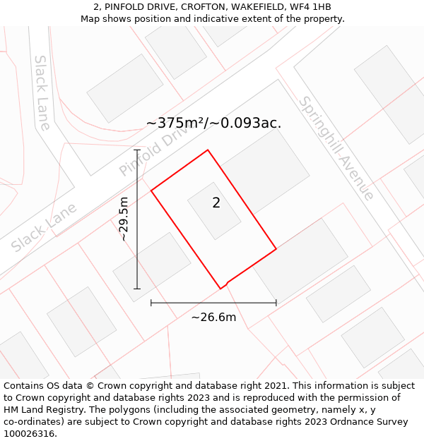 2, PINFOLD DRIVE, CROFTON, WAKEFIELD, WF4 1HB: Plot and title map