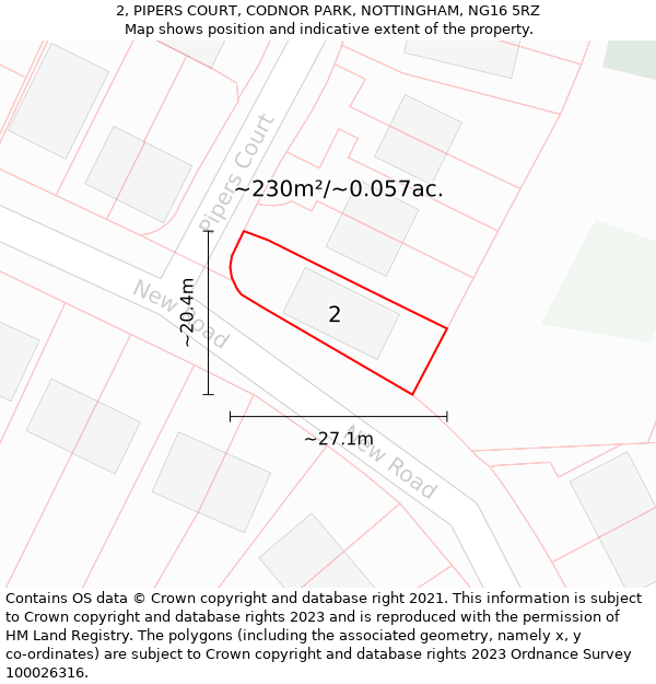 2, PIPERS COURT, CODNOR PARK, NOTTINGHAM, NG16 5RZ: Plot and title map