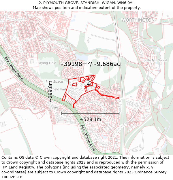 2, PLYMOUTH GROVE, STANDISH, WIGAN, WN6 0AL: Plot and title map