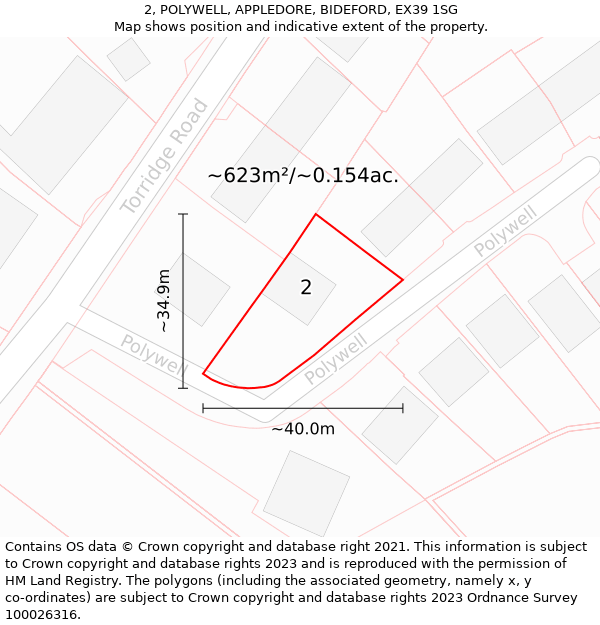 2, POLYWELL, APPLEDORE, BIDEFORD, EX39 1SG: Plot and title map