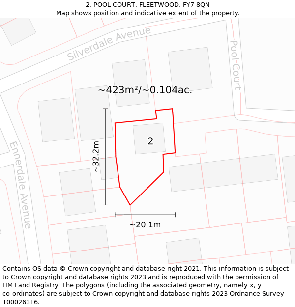 2, POOL COURT, FLEETWOOD, FY7 8QN: Plot and title map