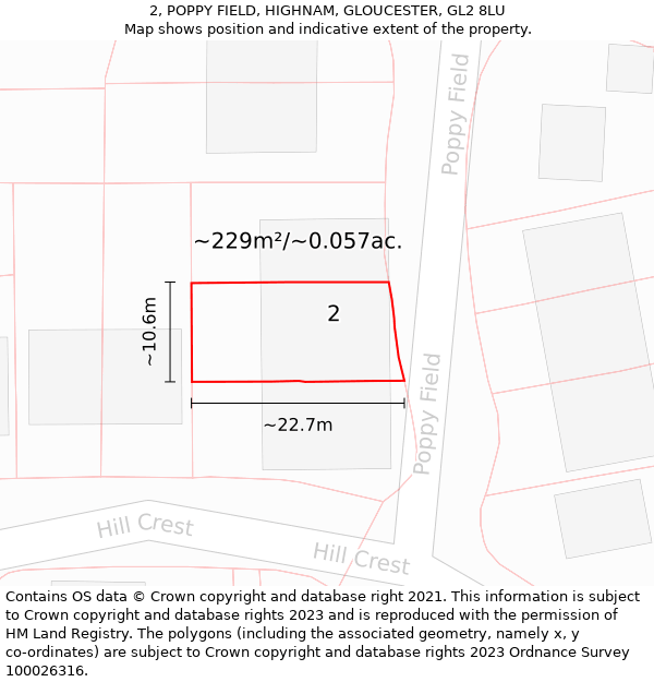 2, POPPY FIELD, HIGHNAM, GLOUCESTER, GL2 8LU: Plot and title map