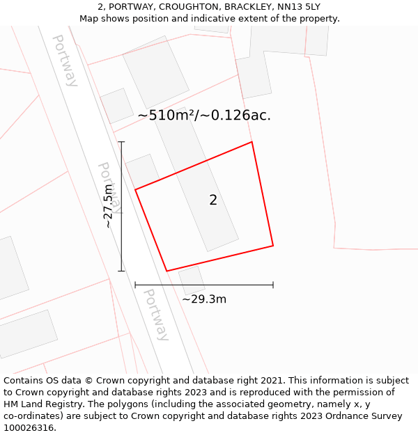 2, PORTWAY, CROUGHTON, BRACKLEY, NN13 5LY: Plot and title map