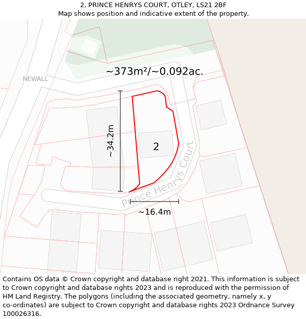 2, PRINCE HENRYS COURT, OTLEY, LS21 2BF: Plot and title map