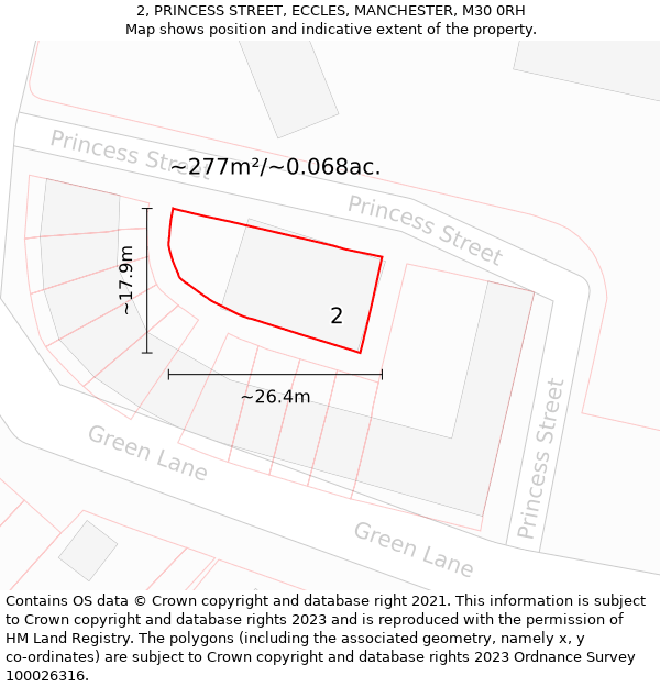 2, PRINCESS STREET, ECCLES, MANCHESTER, M30 0RH: Plot and title map