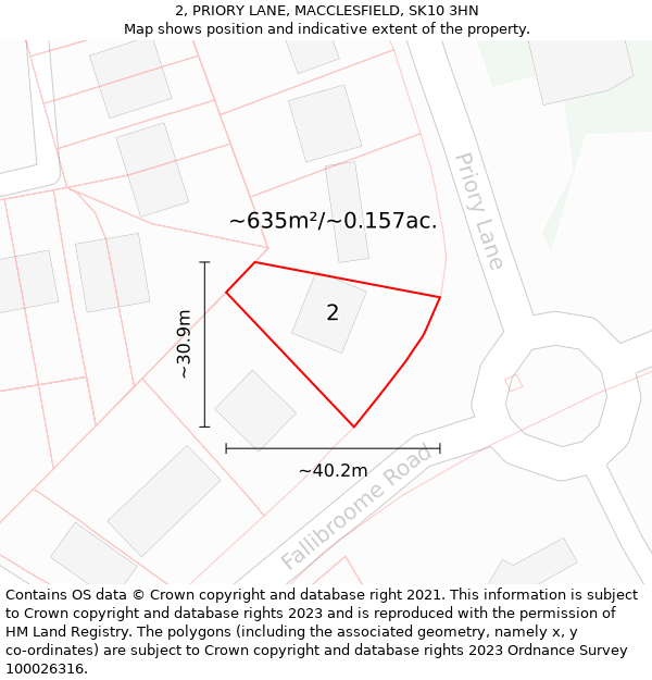 2, PRIORY LANE, MACCLESFIELD, SK10 3HN: Plot and title map