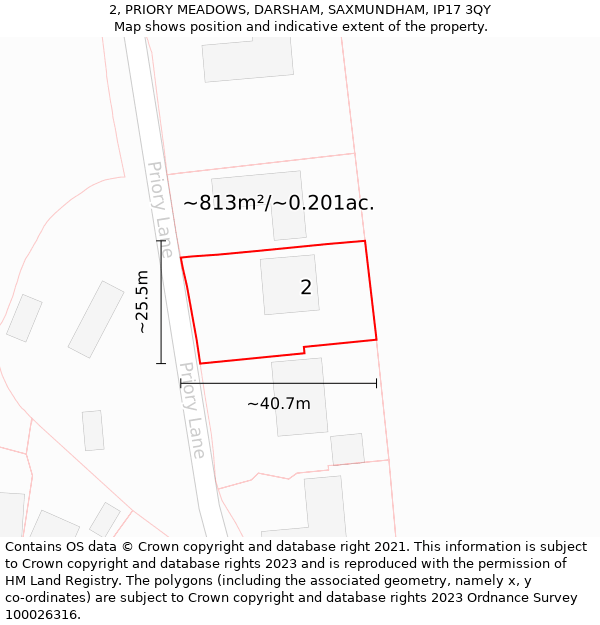 2, PRIORY MEADOWS, DARSHAM, SAXMUNDHAM, IP17 3QY: Plot and title map