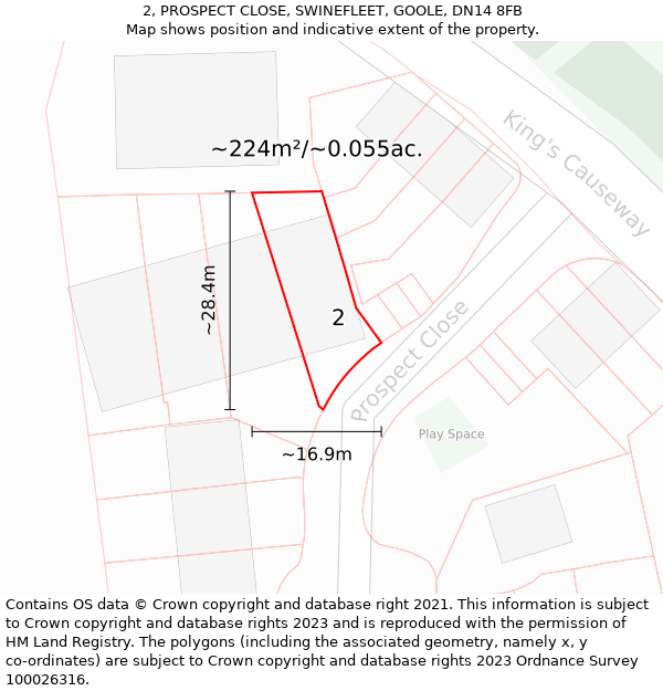 2, PROSPECT CLOSE, SWINEFLEET, GOOLE, DN14 8FB: Plot and title map