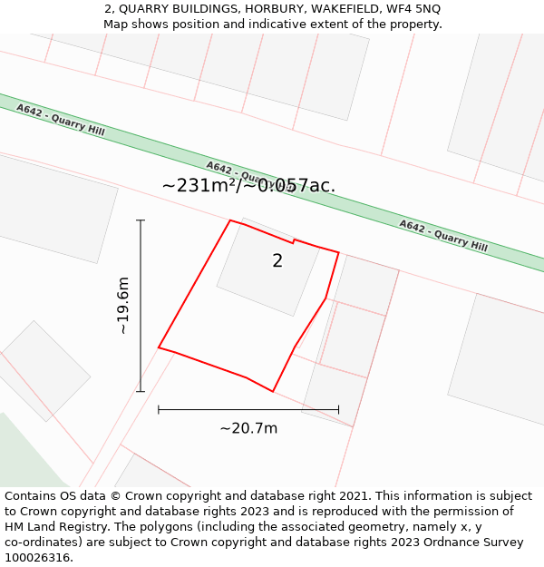 2, QUARRY BUILDINGS, HORBURY, WAKEFIELD, WF4 5NQ: Plot and title map