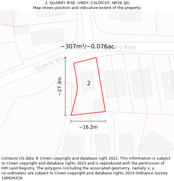 2, QUARRY RISE, UNDY, CALDICOT, NP26 3JU: Plot and title map