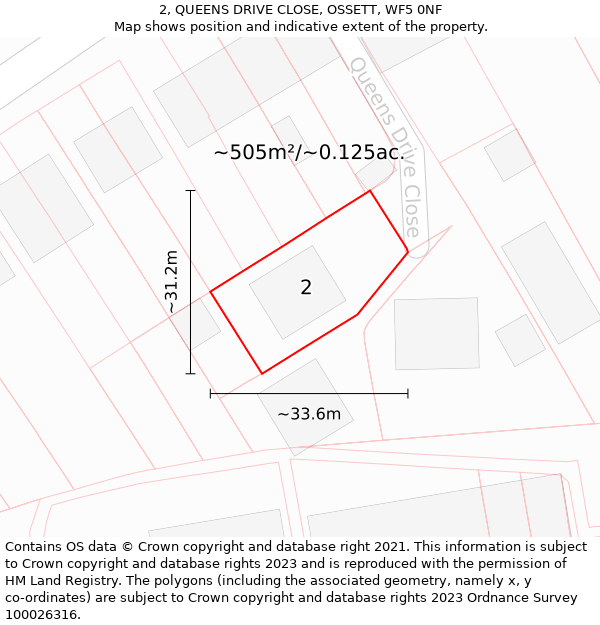 2, QUEENS DRIVE CLOSE, OSSETT, WF5 0NF: Plot and title map